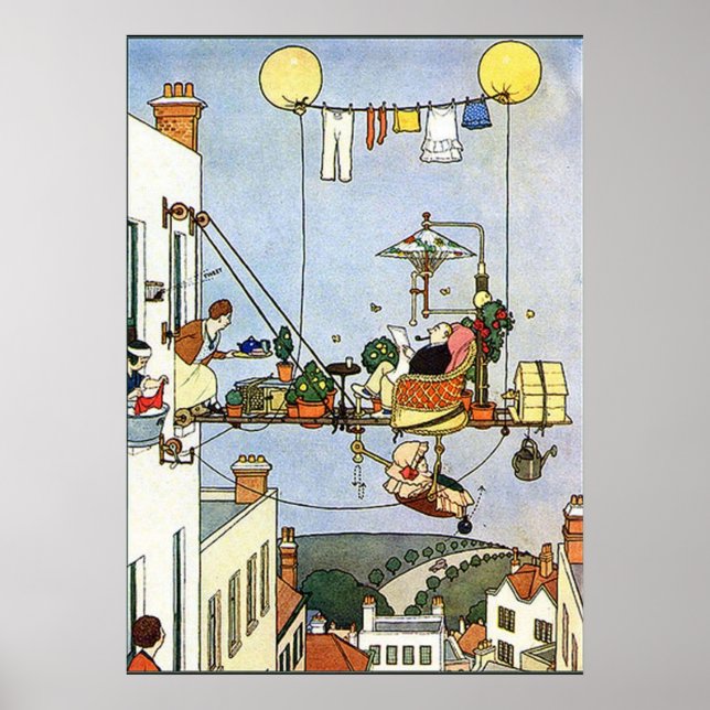 Heath Robinson Illustration Home Comforts W Heath Poster (Framsidan)