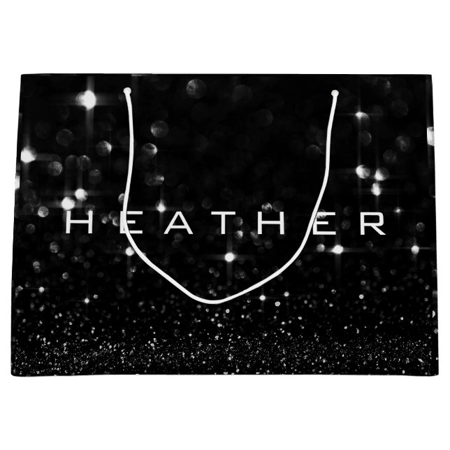 Heather Black White Glitter Favor Spark (Framsidan)