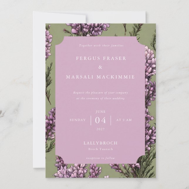 Heather Botanical Pattern Invitation Inbjudningar (Framsida)