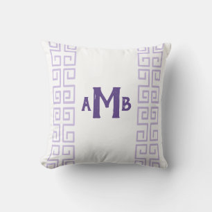 Heather Chinoiserie Grekiska Nyckel Rand Monogram Kudde