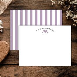 Heather Elegant Classic Hearts Striped Note Card Anteckningskort