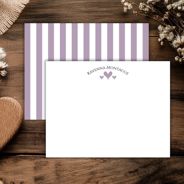 Heather Elegant Classic Hearts Striped Note Card Anteckningskort (Skapare uppladdad)