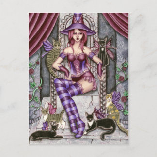 Heather - Gothic Cat Witch-vykort Vykort