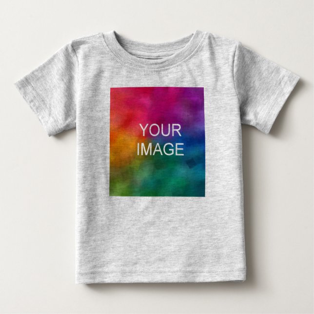 Heather Grå Anpassad Text Foto Fin Jersey Kvalitet T Shirt (Framsida)
