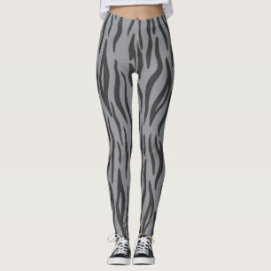 Heather Grått Zebra tryck Leggings