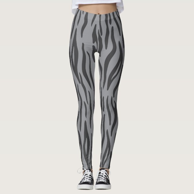 Heather Grått Zebra tryck Leggings (Framsida)