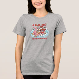Heather Grey Bro Santa Tee: Womens Tri-Blend Funny T Shirt