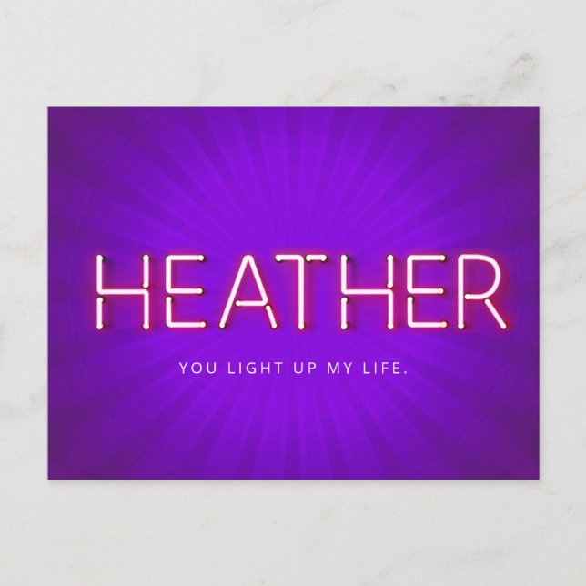 Heather i glödande neon ljus vykort (Framsida)