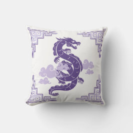 Heather Lila Chinoiserie Dragon and Clouds Kudde