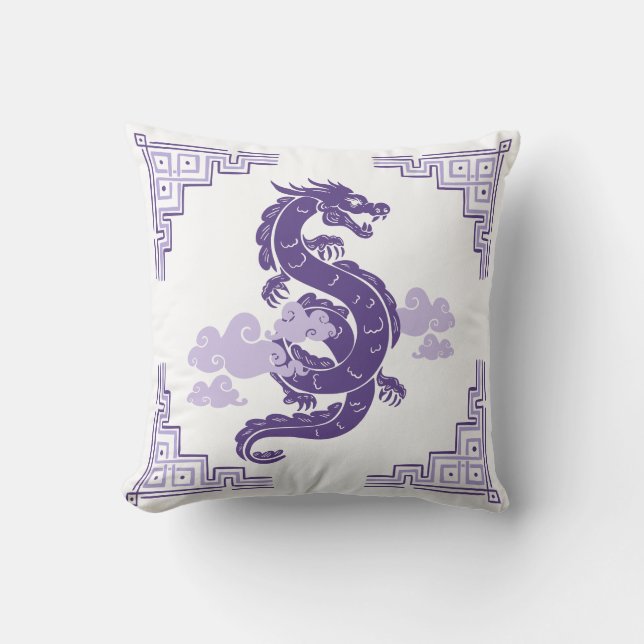 Heather Lila Chinoiserie Dragon and Clouds Kudde (Framsida)
