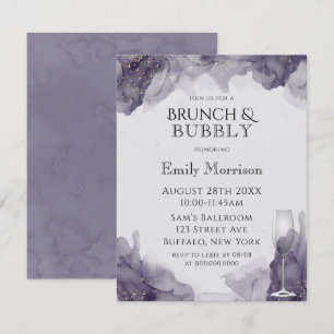 Heather Lila Guld Brunch & Bubly Inbjudningskort