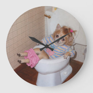 Heather-Lnns Retro Chihuahua Toalett Triumph Stor Klocka