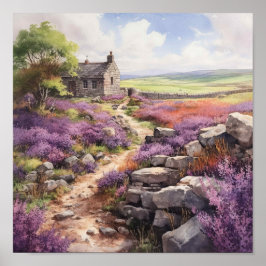 Heather Moorland och Stone House Landscape Poster