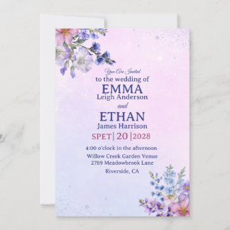 heather periwinkle plum lavender blue Wedding Inbjudningar