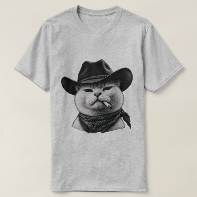 Heathergrå Cowboy Katt T-Shirt (Design framsida)