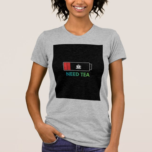 Heathergrå t-shirt med te-design (Framsida)