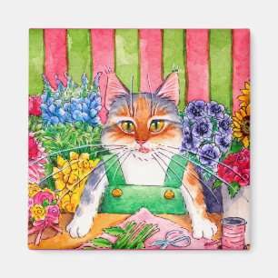 Heather's Flower Shop cat kitten gullig magnet