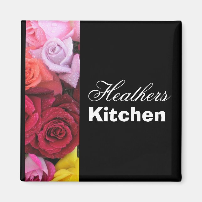 Heathers kök anpassade rosor kylskåpsmagnet (Framsidan)
