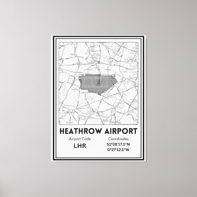 Heathrow Airport City Karta Canvastryck (Framsida)