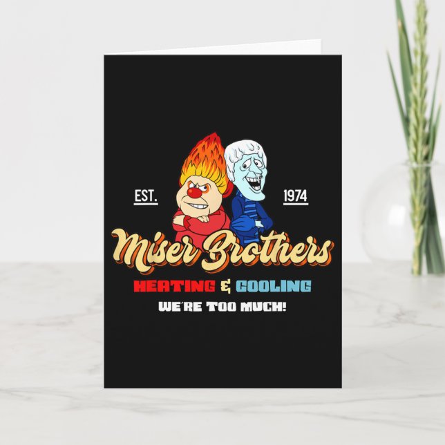 Heating And Cooling Brothers Christmas Retro  Kort (Framsida)