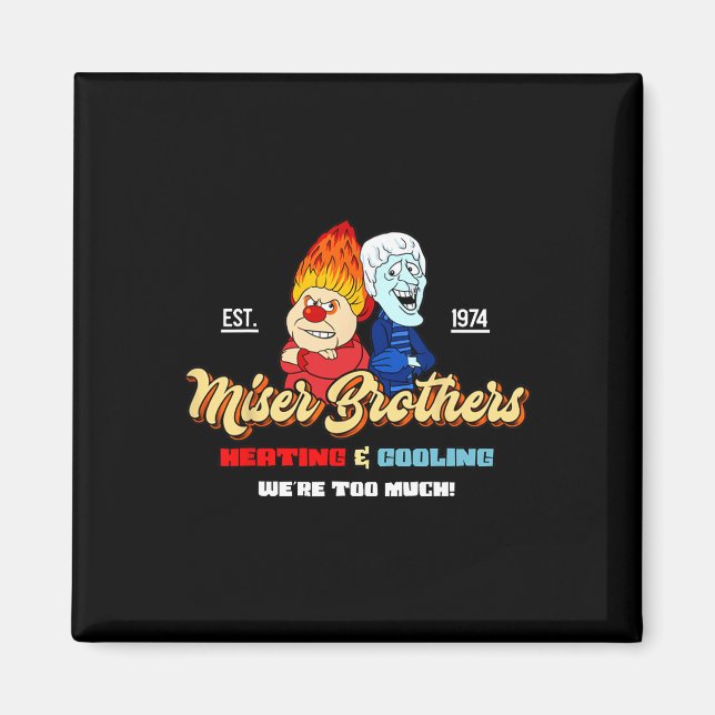 Heating And Cooling Brothers Christmas Retro  Magnet (Framsidan)