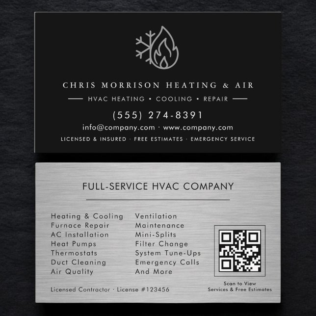 Heating & Cooling Repair Technician QR Code Visitkort (Skapare uppladdad)