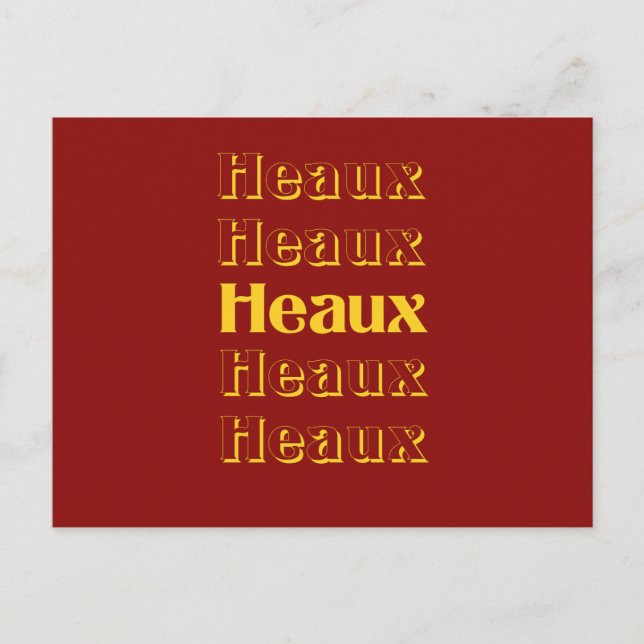Heaux Heaux Heaux Louisiana Cajun jul Helg Vykort (Framsida)