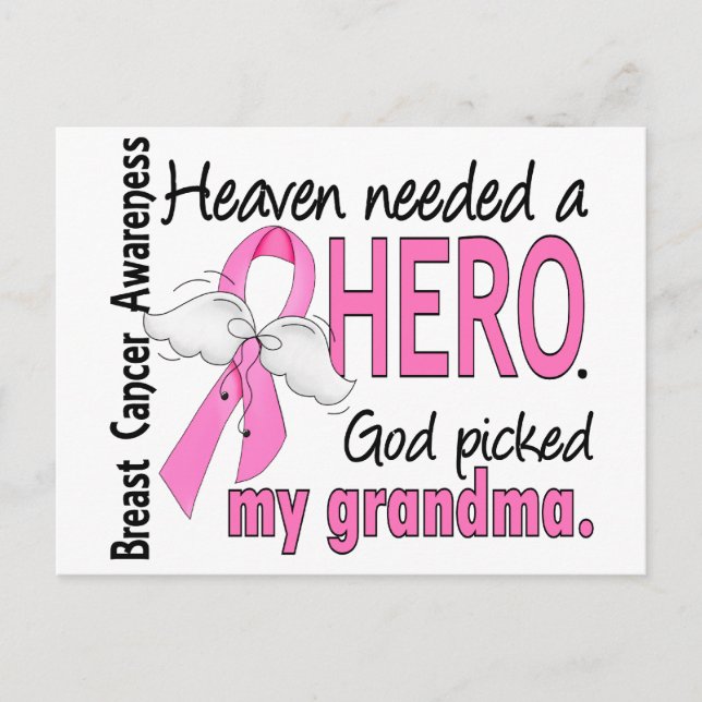 Heaven behövde en Hero Grandma Breast Cancer Vykort (Framsida)