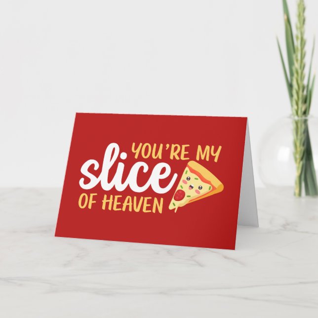 Heaven Cute Pizza Funny Alla hjärtans dag Helgkort (Framsida)