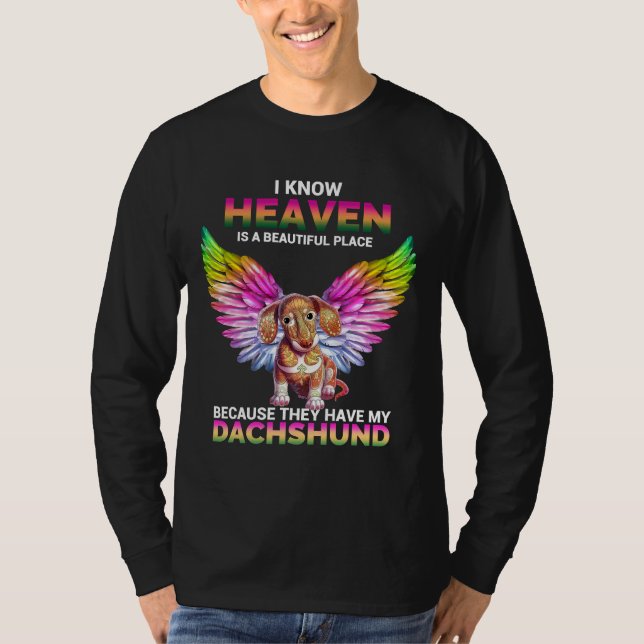 Heaven Dachshund T Shirt (Framsida)