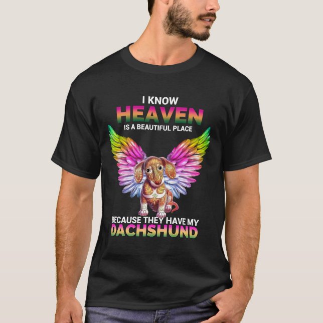 Heaven Dachshund T Shirt (Framsida)