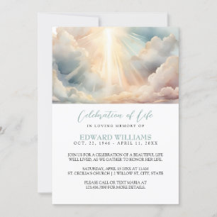 Heaven Funeral Firande of Life Photo Inbjudningar