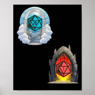 Heaven helvetet D20 Fortune Misluck Sticker Poster