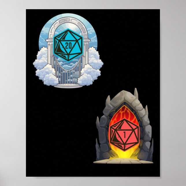 Heaven helvetet D20 Fortune Misluck Sticker Poster (Framsidan)