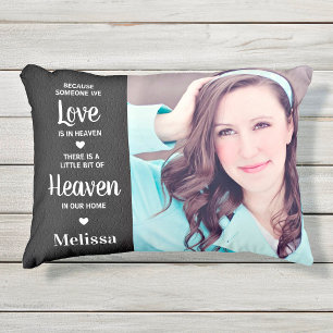 Heaven Memorial Sympathy Faux Leather Family Photo Prydnadskudde