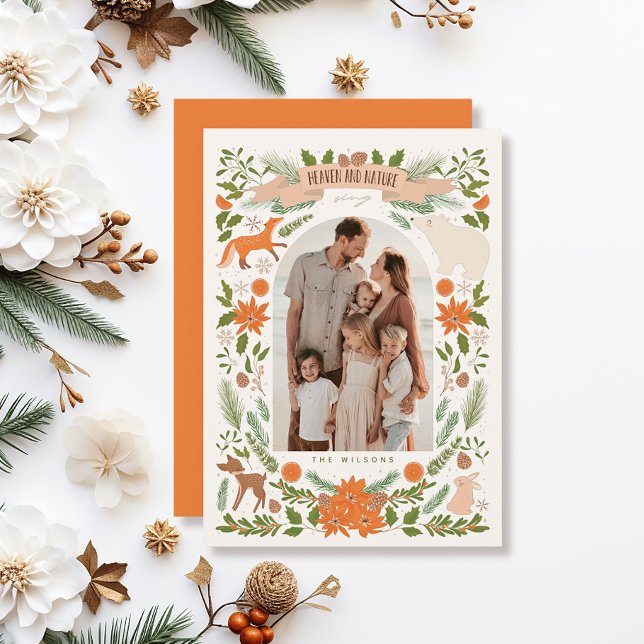 Heaven & Nature Sjunga Woodland Animals Cream 2Fot Julkort (Skapare uppladdad)