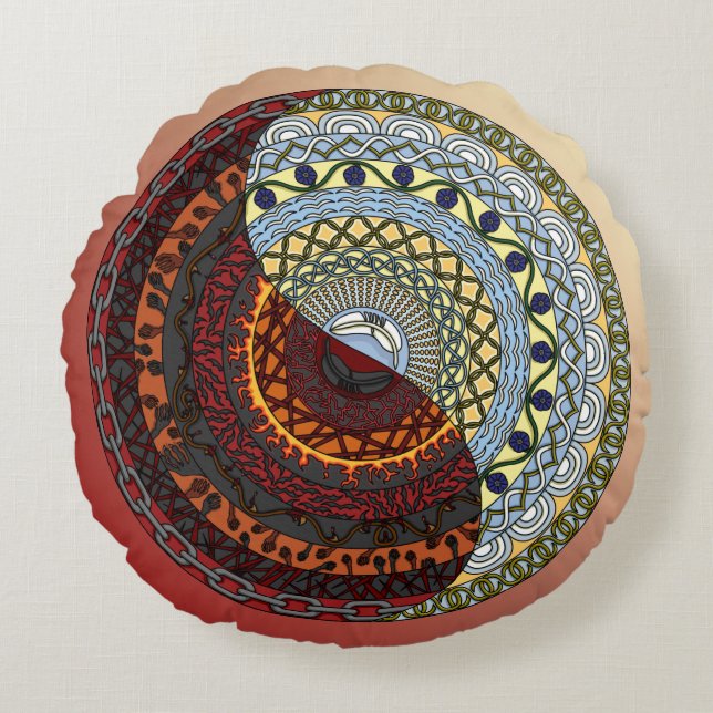 Heaven och helvetet Round Pillow Rund Kudde (Framsidan)