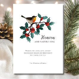 Heaven och Natur Sjunga Winter Bird Holly-jul Julkort