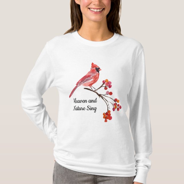 Heaven och Nature Sjunga Red Cardinal Helgdag T Shirt (Framsida)