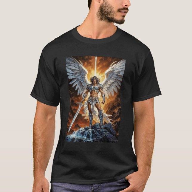 Heaven’s Golden Vanguard Archangel Michael T Shirt (Framsida)