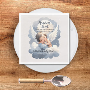 Heaven Sent Angel Baby i Clouds Baby Shower Pappersservett