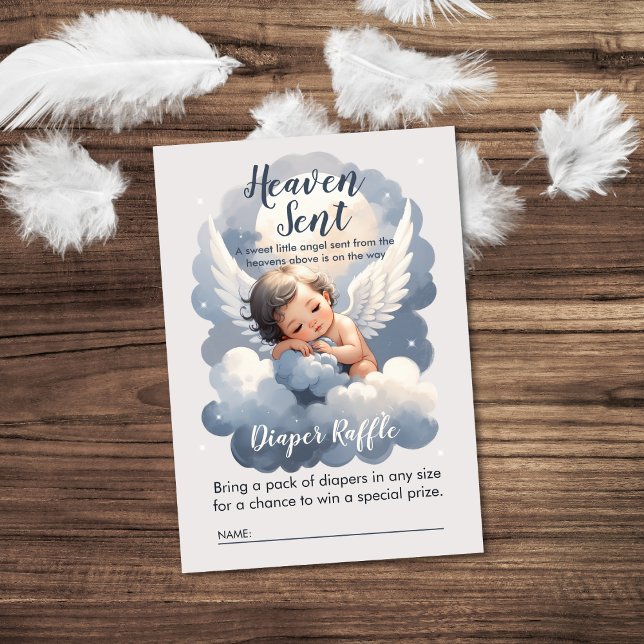 Heaven Sent Angel Baby in Clouds Diaper Raffle Tilläggskort (Skapare uppladdad)
