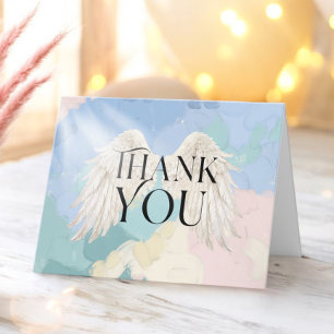 Heaven Sent Angel Vingar Pastel Baby Shower Tack Kort