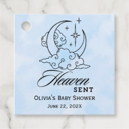Heaven Sent Baby Shower Blue Måne Stars Gåvor Etiketter