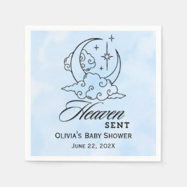 Heaven Sent Baby Shower Blue Måne Stars Pappersservett