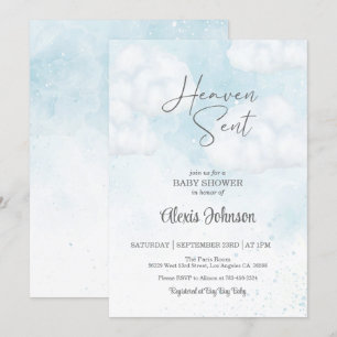 Heaven Sent Baby Shower (Boy) Inbjudningar