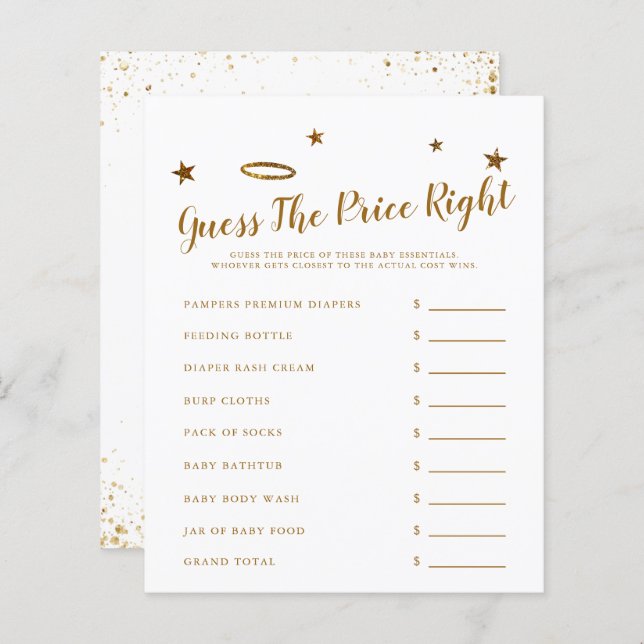 Heaven Sent Baby Shower gissar den Prisa Högerna (Fram/baksida)