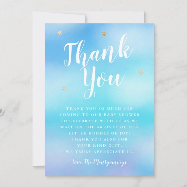 Heaven Sent Baby Shower Stars Blue Tack Kort (Framsida)