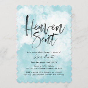 Heaven Sent Babyskor Blå Inbjudningar