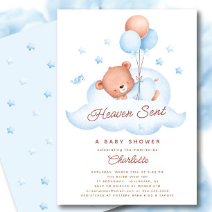 Heaven Sent Bear Baby Shower Inbjudningar